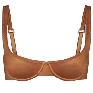 SKIMS Stretch Satin Underwire Bra in Bronze in Size 34A